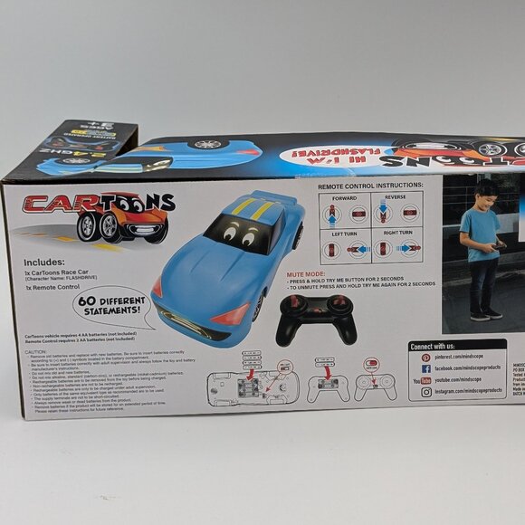 Cartoons Talking Animated Radio Control Blue Race Car with Built in Projector - Picture 3 of 4